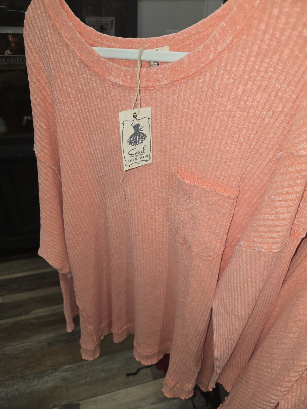 EASEL Pomelo Ribbed Long Sleeve Top